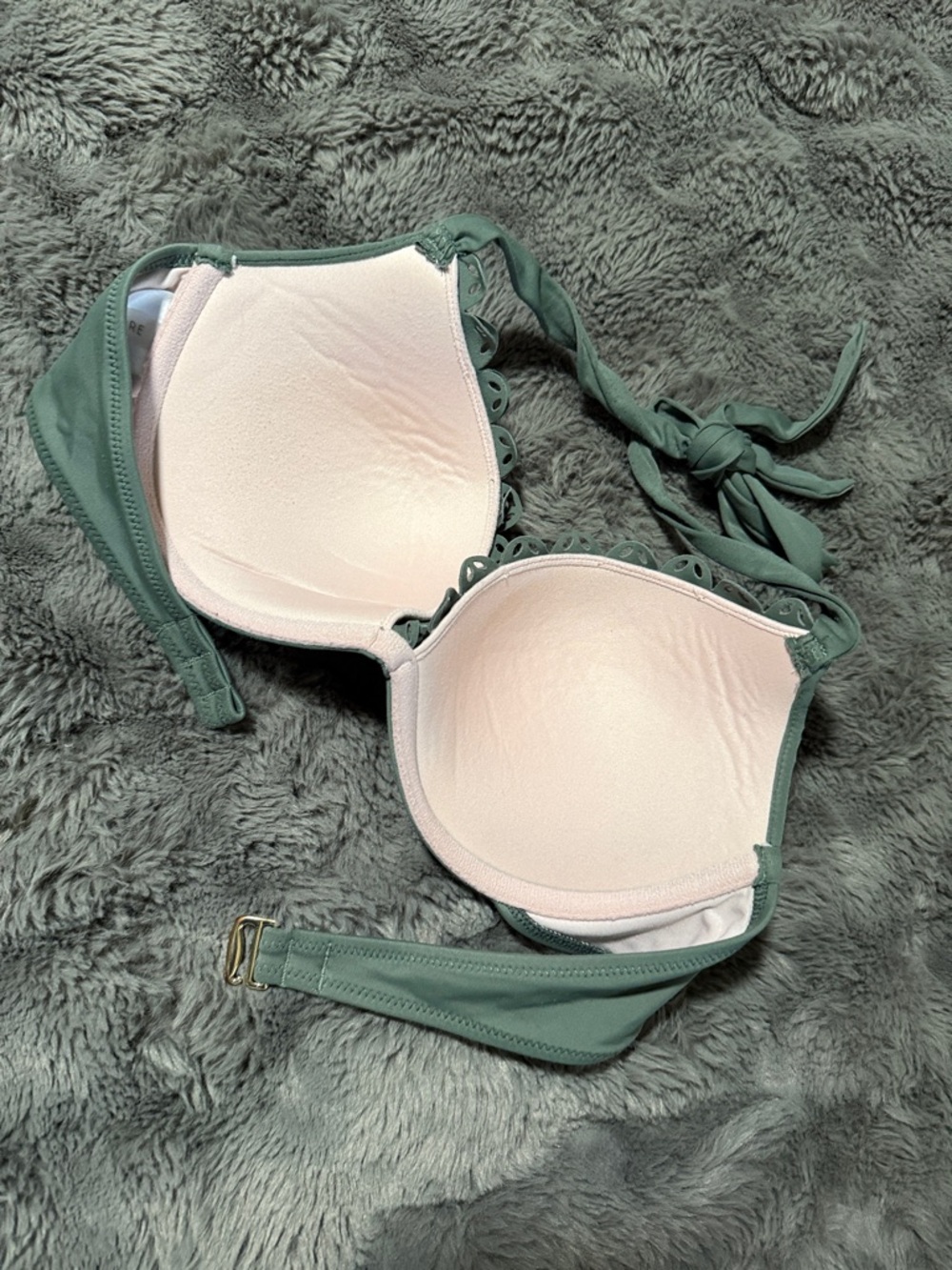 Scalloped Cutout Halter Bikini Top in Sage Green - Picture 7 of 7